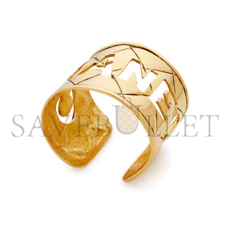 CHANEL VINTAGE GOLD CUT OUT LOGO STATEMENT CUFF 1980S